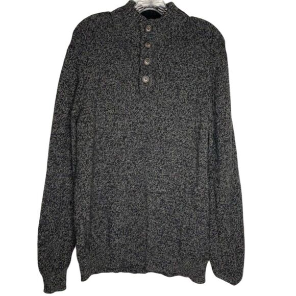 Old Navy Heathered Gray 1/4 Button Pullover Wool Blend Long Sleeve Sweater L - Picture 1 of 7